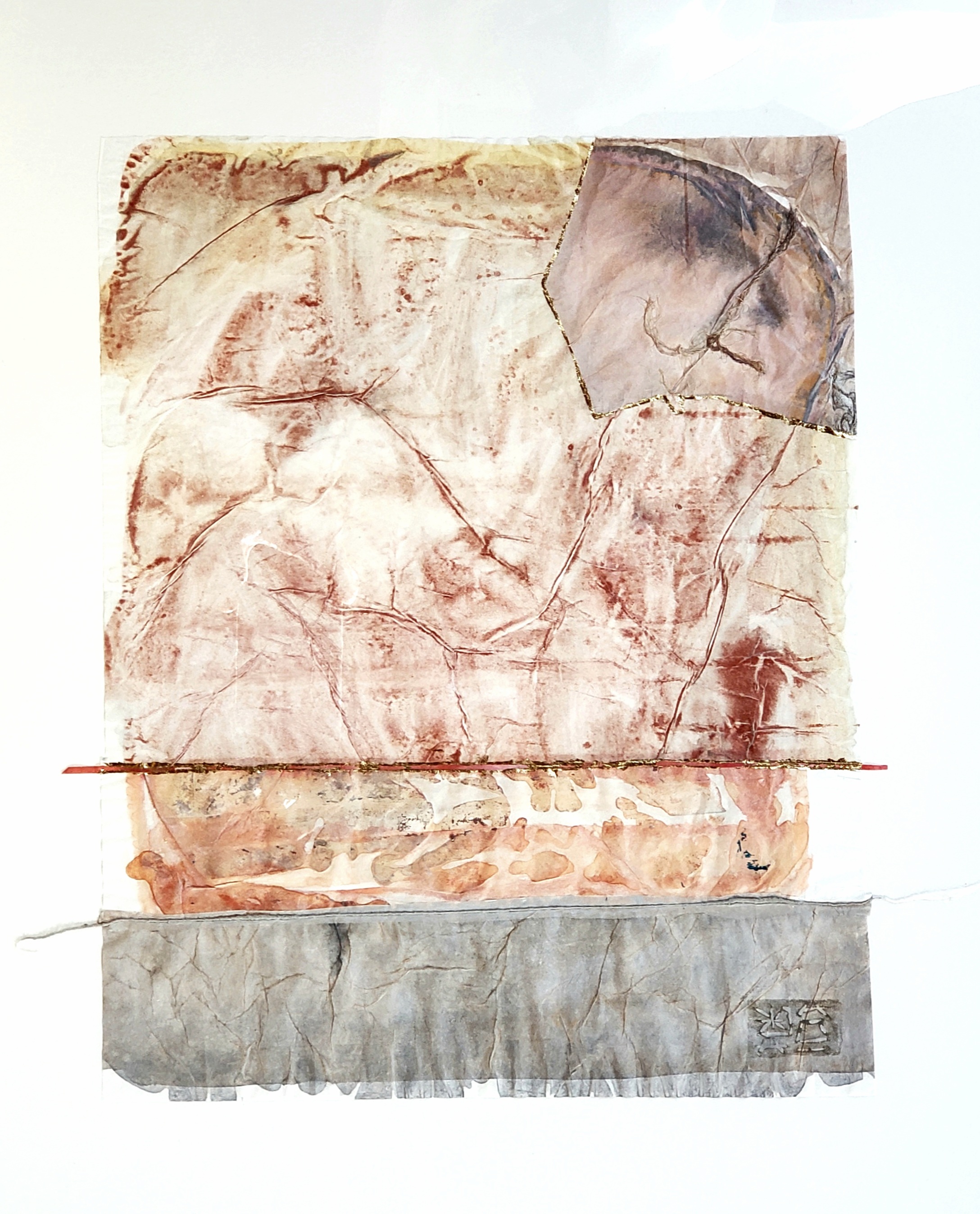 Seda 2024 XII — 0.40m x 0.30m. Acrílico sobre papel de seda. Colagem. Douração a folha — Fabio Crisanti